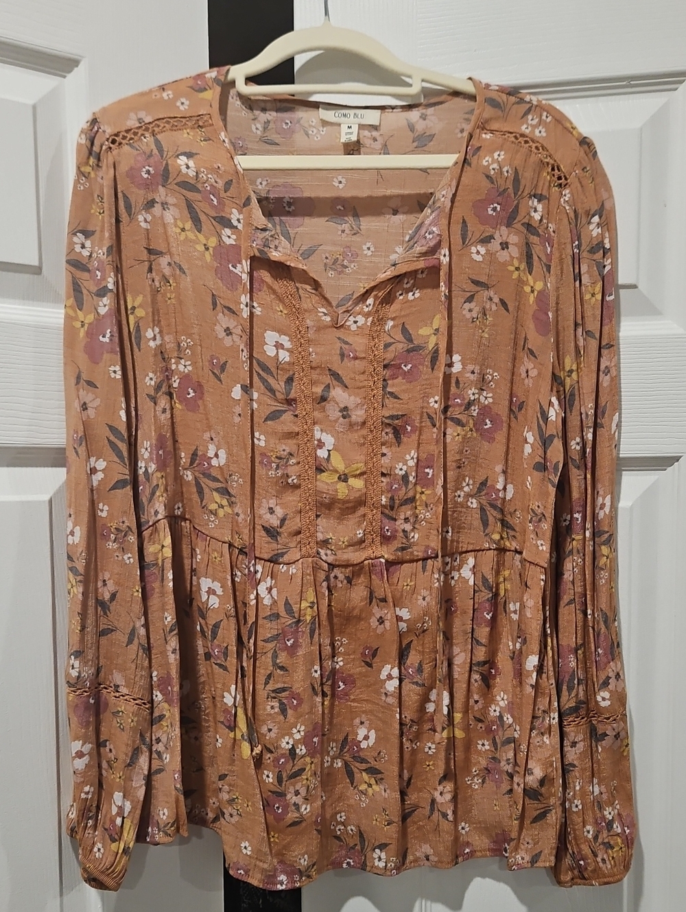 Como Blu Rust Floral Blouse